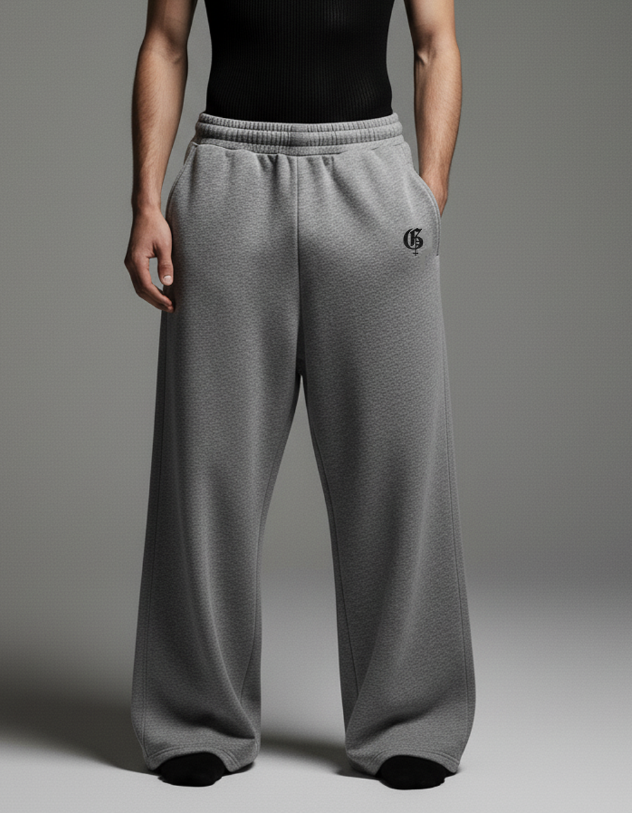 Basic Grey Genrage Baggy Pants