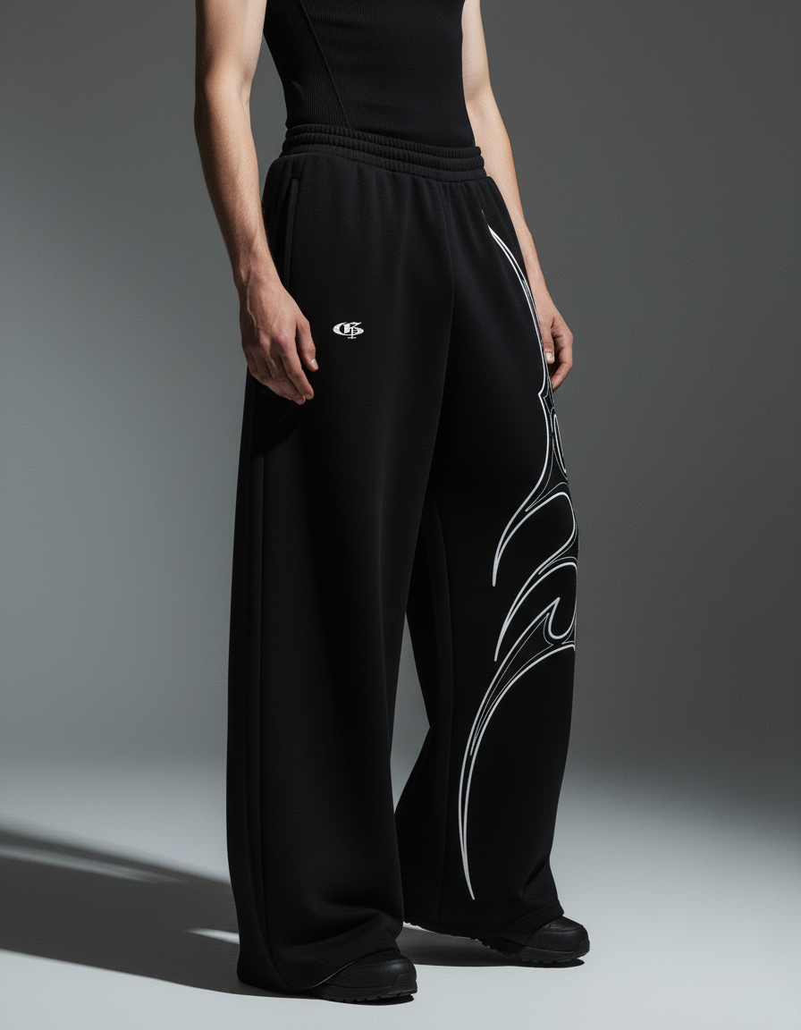 Black Iconis Unisex Straight Fit Baggy Pants