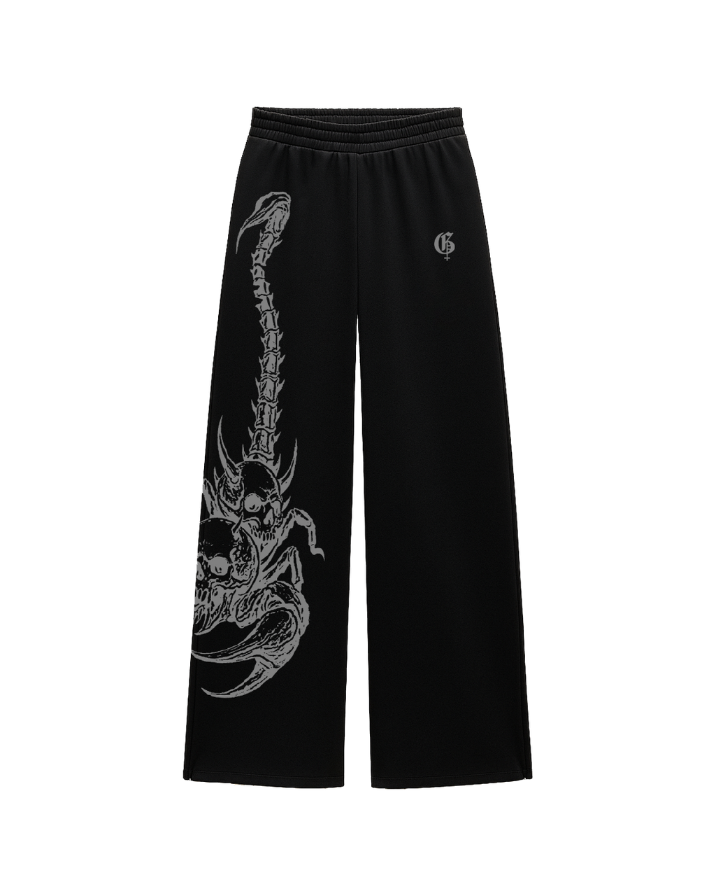 Skullpion Black Unisex Straight Fit Baggy Pants