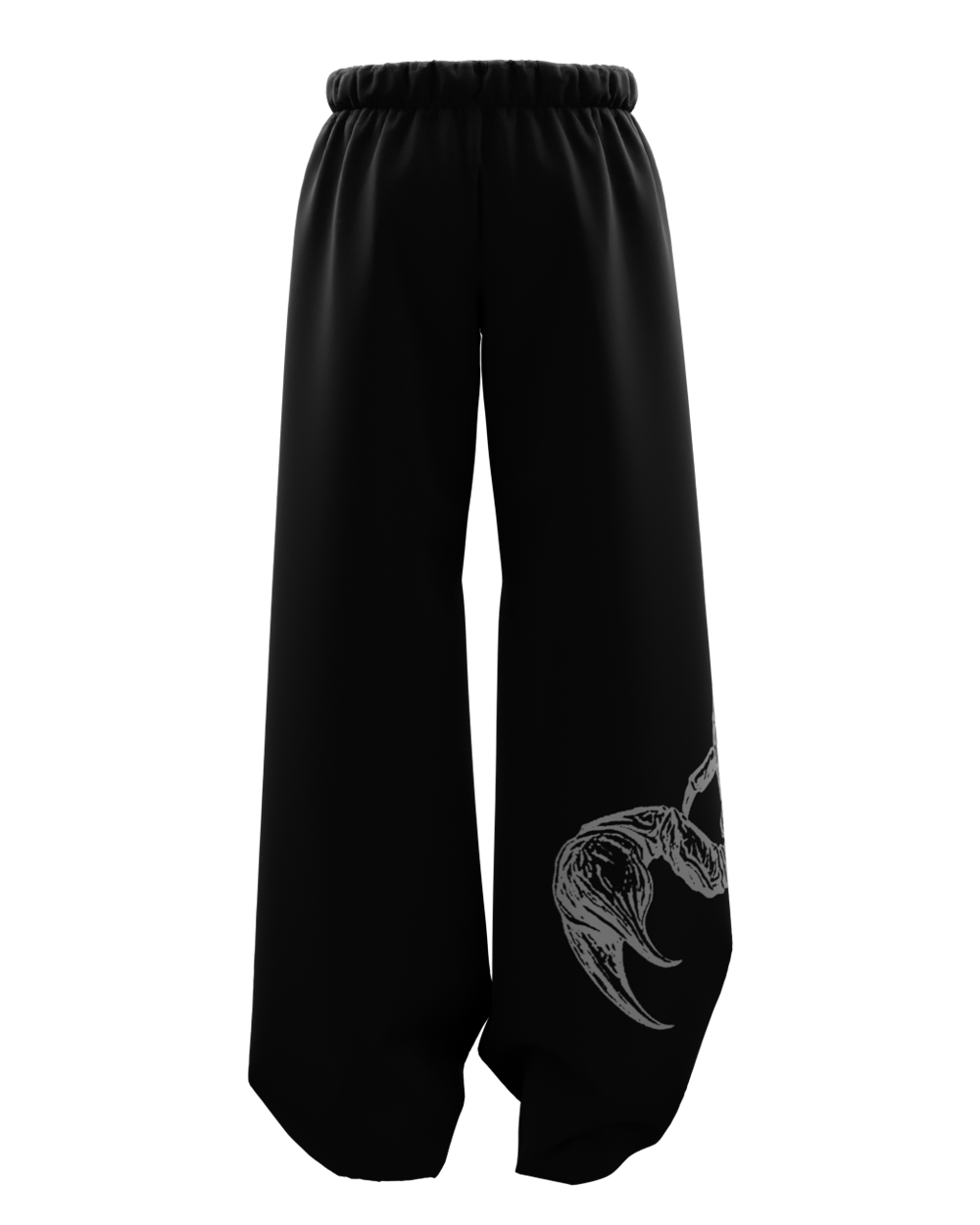 Skullpion Black Unisex Straight Fit Baggy Pants
