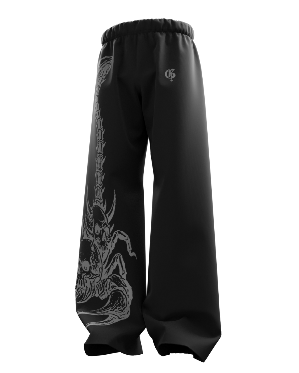 Skullpion Black Unisex Straight Fit Baggy Pants