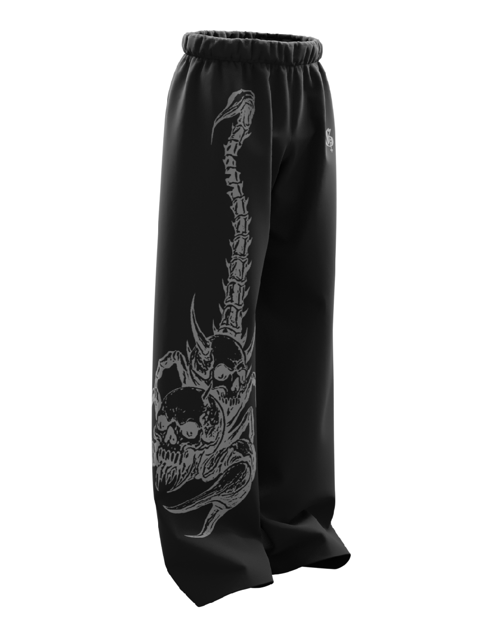 Skullpion Black Unisex Straight Fit Baggy Pants