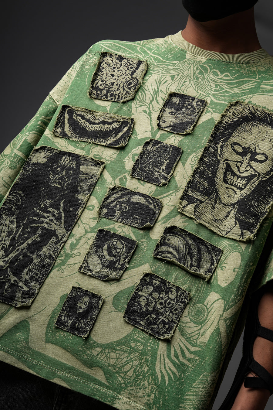 Elements Of Horror Heavy Patchworked Washed Tshirt