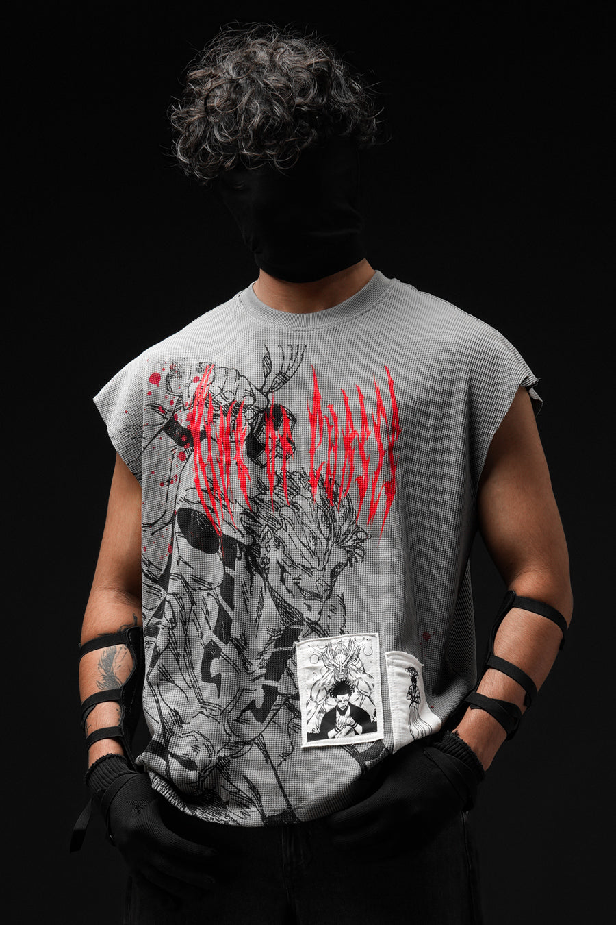 The Cursed One - Waffle Vest with Patchwork