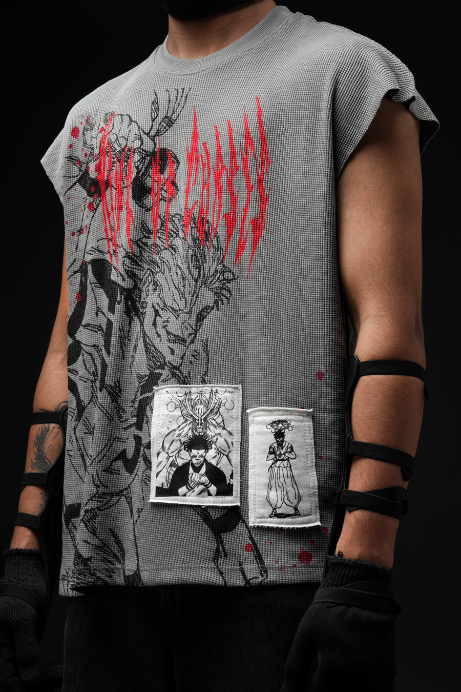 The Cursed One - Waffle Vest with Patchwork