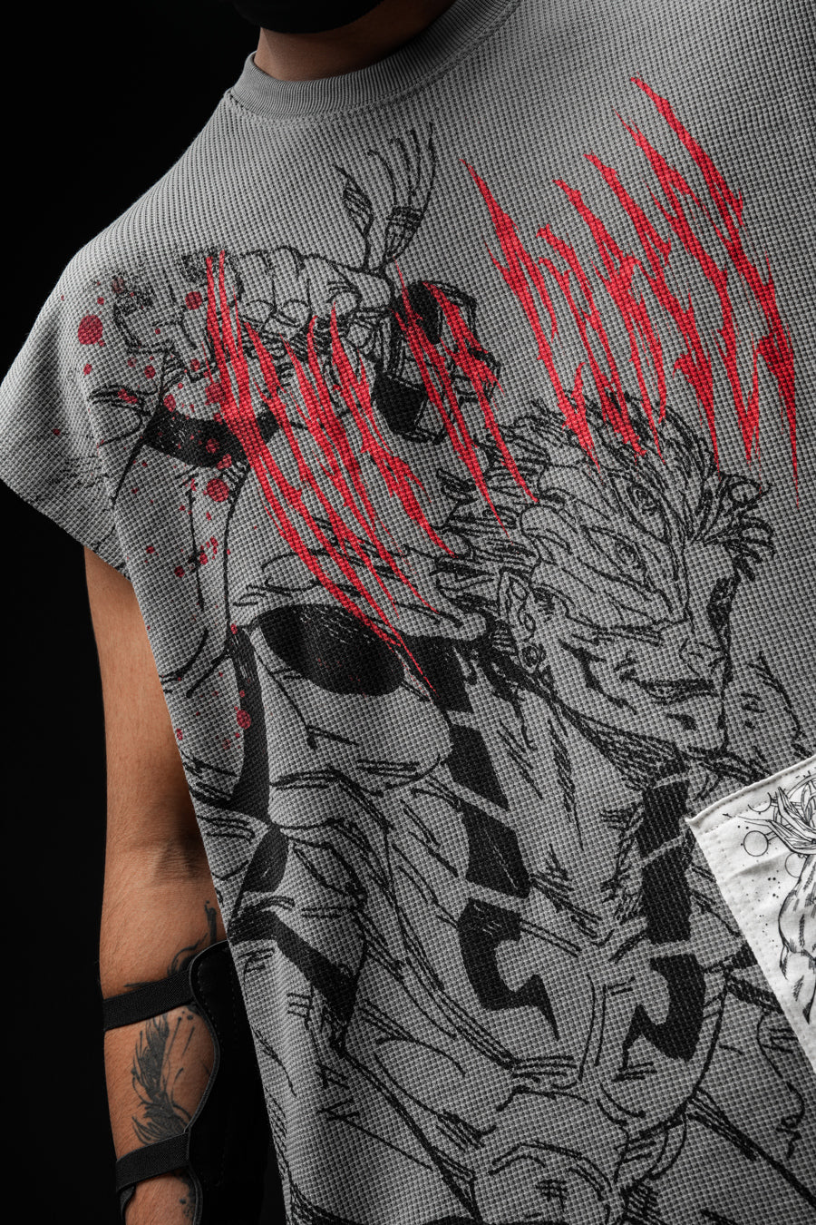 The Cursed One - Waffle Vest with Patchwork