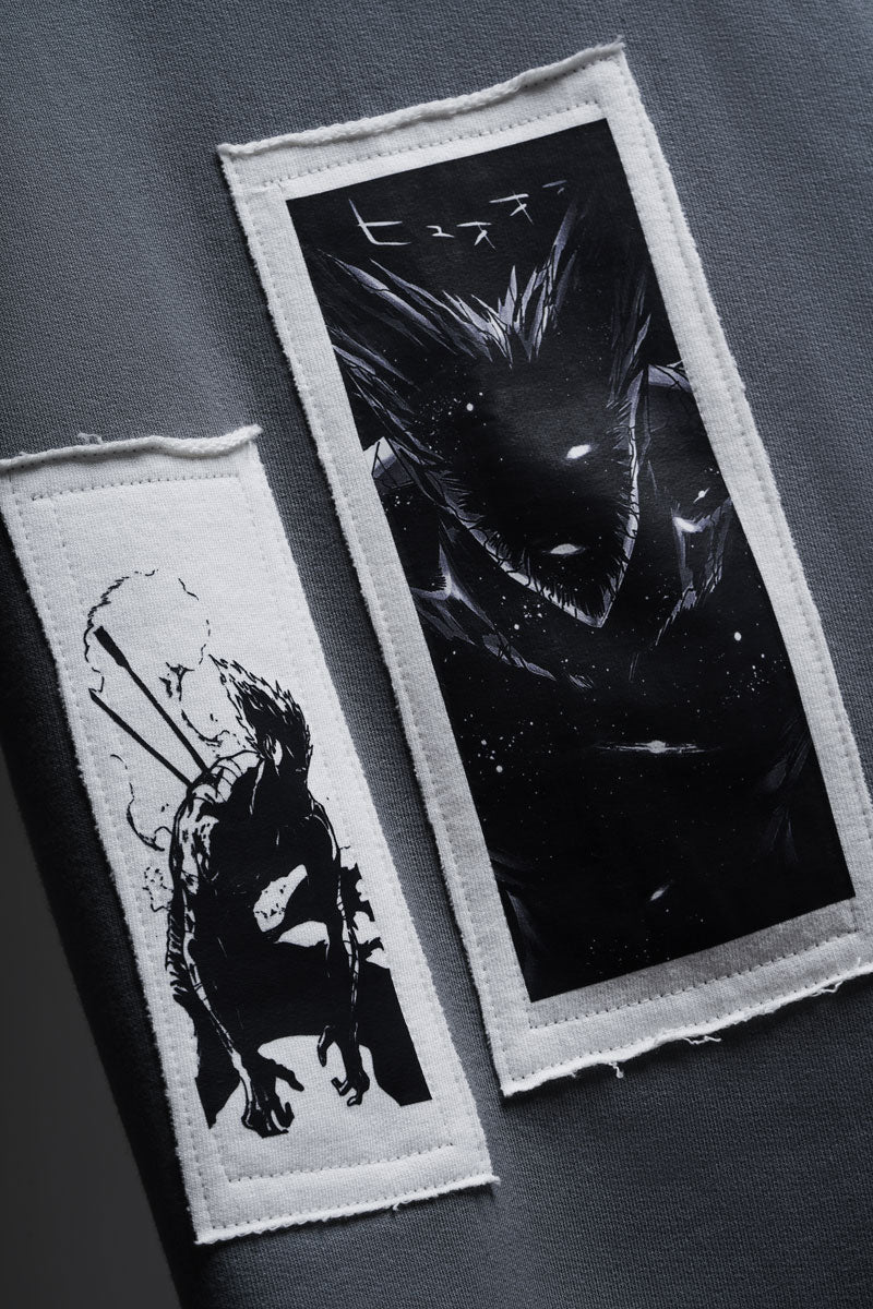 Threat Level Dragon V2 - Anime oversized tshirt with Patchwork